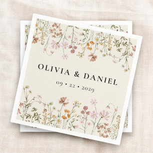 Serviette En Papier Boho Fleur sauvage Beige Garden Mariage