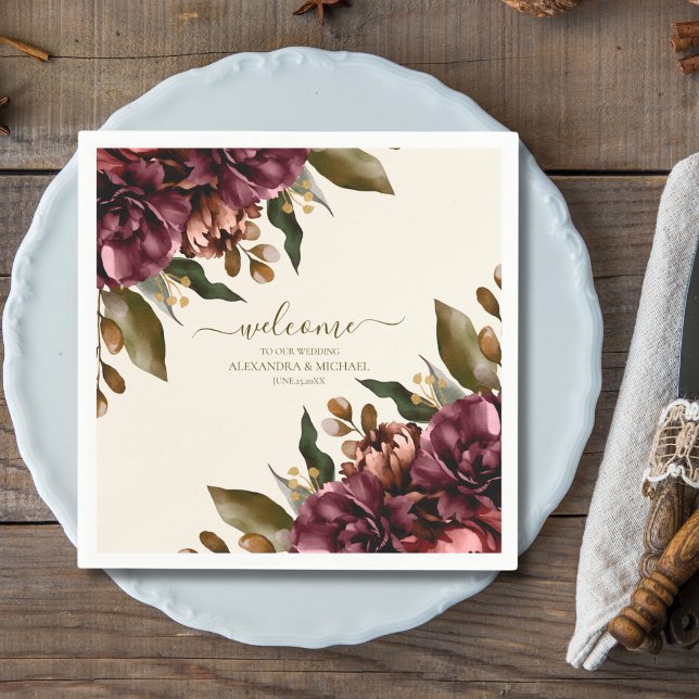 Serviette En Papier Boho Fleur sauvage d'automne Mariage botanique (Créateur téléchargé)