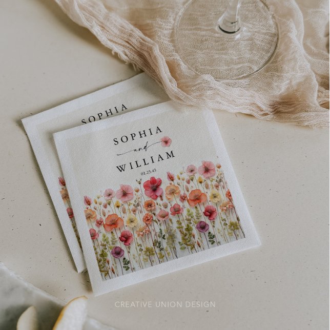 Serviette En Papier Boho Fleur sauvage Mariage Décor table (Wildflower Wedding Napkins)