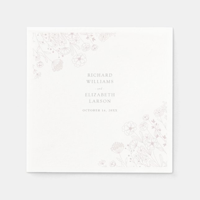 Serviette En Papier Boho Fleur sauvage moderne Mariage aquarelle (Devant)