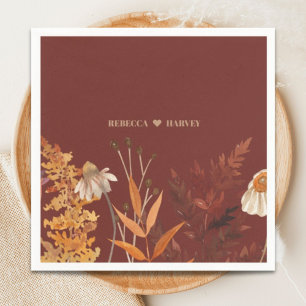 Serviette En Papier Boho Fleur sauvage Terracotta Mariage de automne d