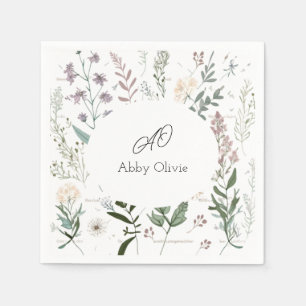 Serviette En Papier Boho floral aquarelle simple