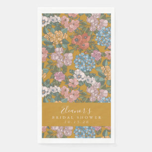 Serviette En Papier Boho Floral Mustard Jaune Fête des mariées personn