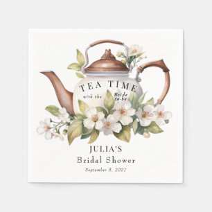 Serviette En Papier Boho Floral Spring   Affiche de bienvenue de thé d