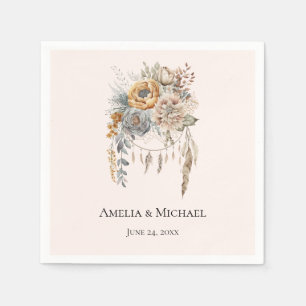 Serviette En Papier Boho Flowers and Dreamcatcher - Mariage