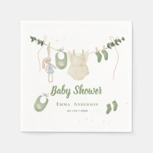 Serviette En Papier Boho Genre Neutre Vintage bébé Rustique Douche