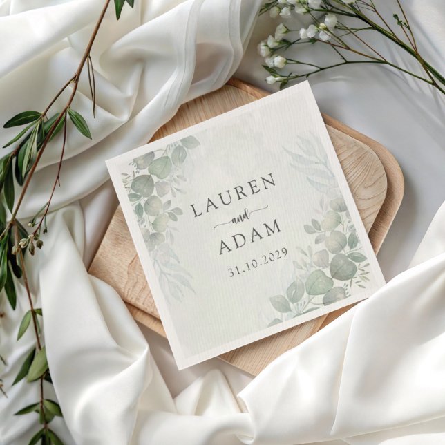 Serviette En Papier Boho Green Eucalyptus Botancial Wedding (Créateur téléchargé)
