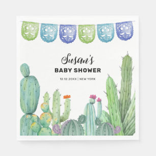 Serviette En Papier Boho Green Taco Fiesta Cactus Baby shower