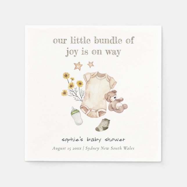 Serviette En Papier Boho Green Vêtements pour bébés Baby shower neutre (Devant)
