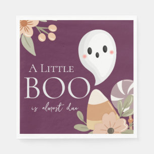 Serviette En Papier Boho Halloween Baby Shower Little Boo Fantôme Prun
