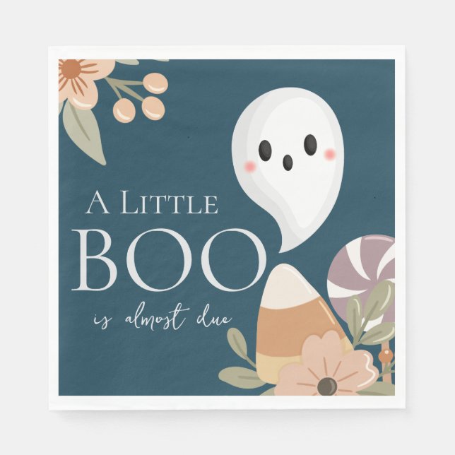 Serviette En Papier Boho Halloween Baby shower Little Boom Ghost Turqu (Devant)