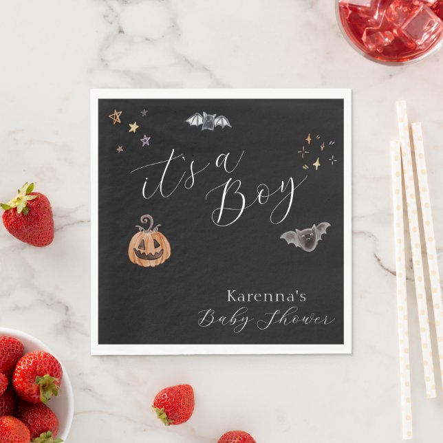 Serviette En Papier Boho Halloween C'est un Baby shower garçon (En situation)