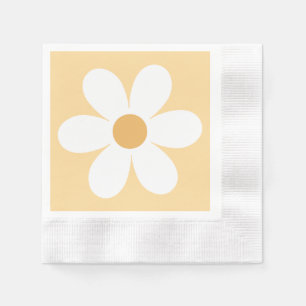 Serviette En Papier Boho jaune marguerite rétro