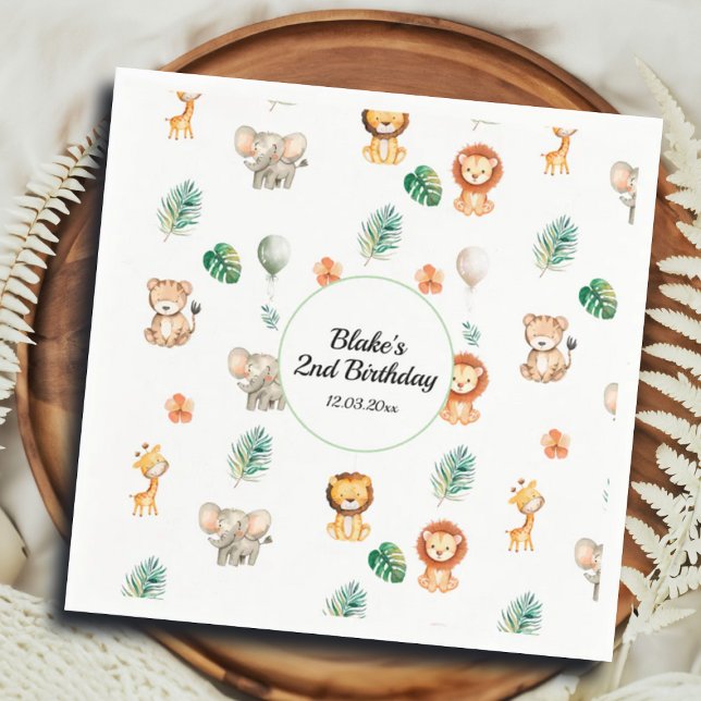 Serviette En Papier Boho Jungle Animaux (Créateur téléchargé)