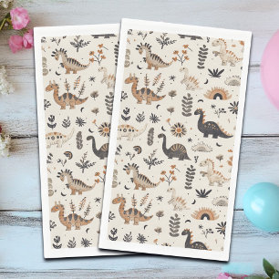 Serviette En Papier Boho Jungle Dinosaur Motif Anniversaire