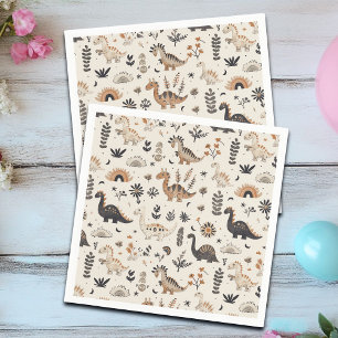 Serviette En Papier Boho Jungle Dinosaur Motif Anniversaire