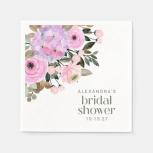 Serviette En Papier Boho Lavender rose Floral Fête des mariées d'aquar