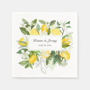 Serviette En Papier Boho Lemons Aquarelle Floral Mariage