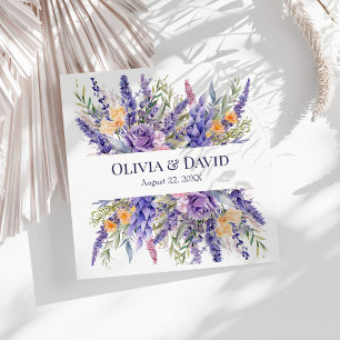 Serviette En Papier Boho Lilac Aquarelle Fleur sauvage Mariage