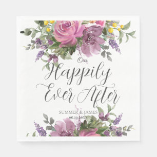 Serviette En Papier Boho Magenta rose violet Mariage Floral jamais apr