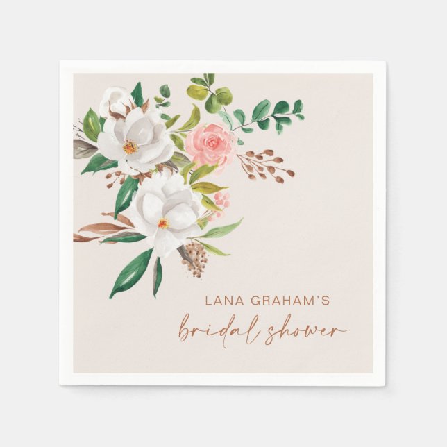 Serviette En Papier Boho Magnolia Napkin Fête des mariées Party L201 (Devant)