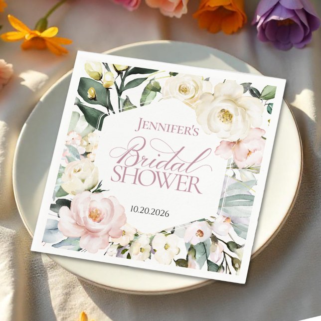 Serviette En Papier Boho Mariage de cadre fleuri (Créateur téléchargé)