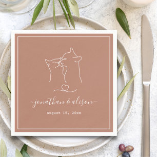 Serviette En Papier Boho Minimaliste en Terracotta Chats Fiançailles M