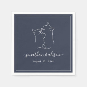 Serviette En Papier Boho Minimaliste marine Fiançailles bleu Mariage