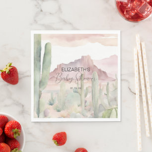 Serviette En Papier Boho Modern Desert Nature Baby shower de Cactus
