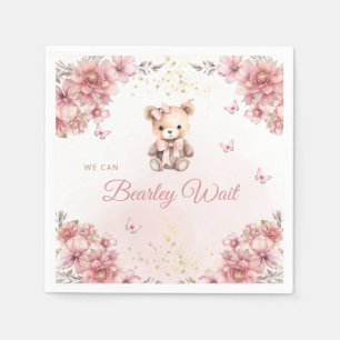 Serviette En Papier Boho Moderne Aquarelle Teddy Bear Girl Baby shower