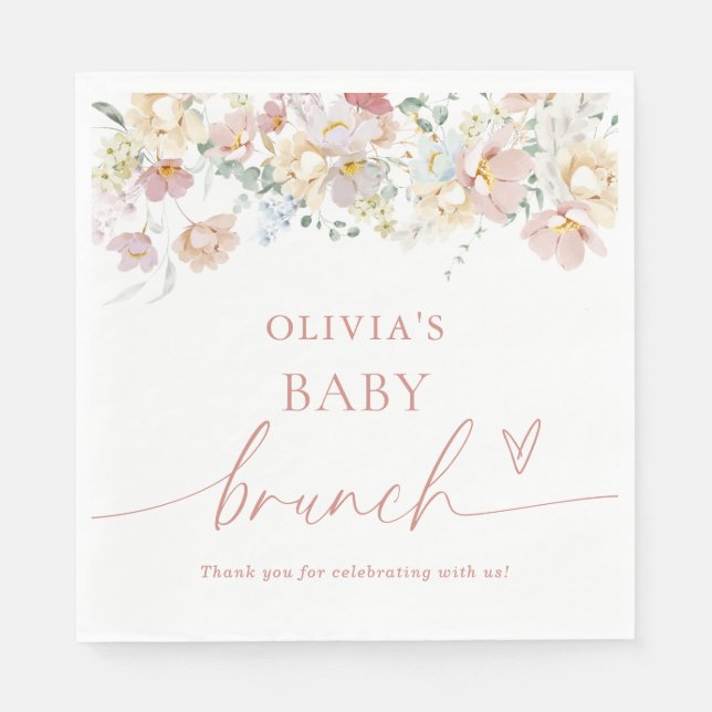 Serviette En Papier Boho Moderne Baby shower Floral Papier Napkins (Devant)
