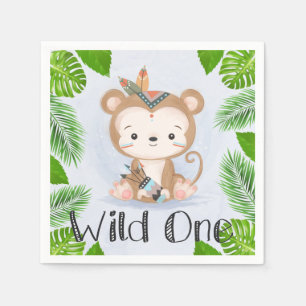 Serviette En Papier Boho Monkey Wild One Birday Party