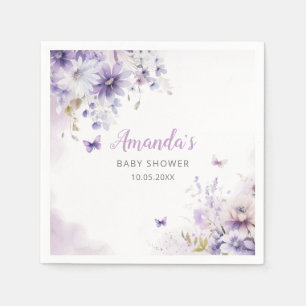 Serviette En Papier Boho mou violet papillon floral Baby shower fille