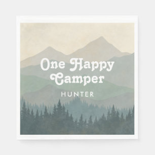Serviette En Papier Boho Mountains One Happy Camper Boys 1er anniversa