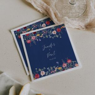 Serviette En Papier Boho Multicolor Fleur sauvage Mariage Napkin
