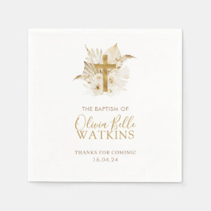 Serviette En Papier Boho Neutral Séché Palm Floral Baptême Christening