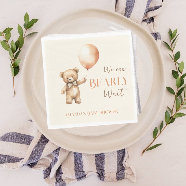 Serviette En Papier Boho Nous Pouvons Attendre Bearly Beige Oear Baby  (Créateur téléchargé)