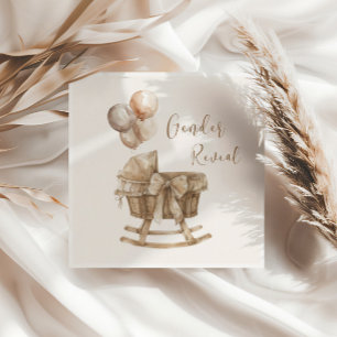 Serviette En Papier Boho Nursery Beige Balloons Révélation de genre