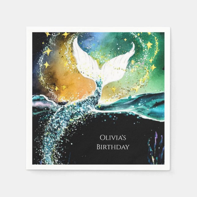 Serviette En Papier Boho Ocean Mermaid Anniversaire (Devant)