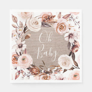 Serviette En Papier Boho Oh Baby Floral Burlap Papier Napkin