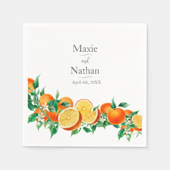 Serviette En Papier Boho Orange Blossom Mariage (Devant)