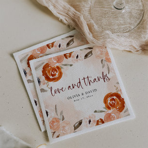 Serviette En Papier Boho orange rustique Mariage d'aquarelle