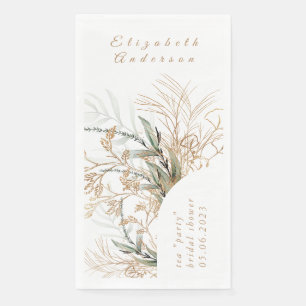 Serviette En Papier Boho Pampas Blush White Eucalyptus Fête des mariée