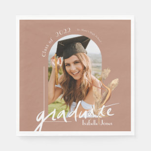 Serviette En Papier Boho Pampas Grass Terracotta Photo Graduation