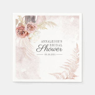 Serviette En Papier Boho Pampas Grass Terracotta Script Fête des marié