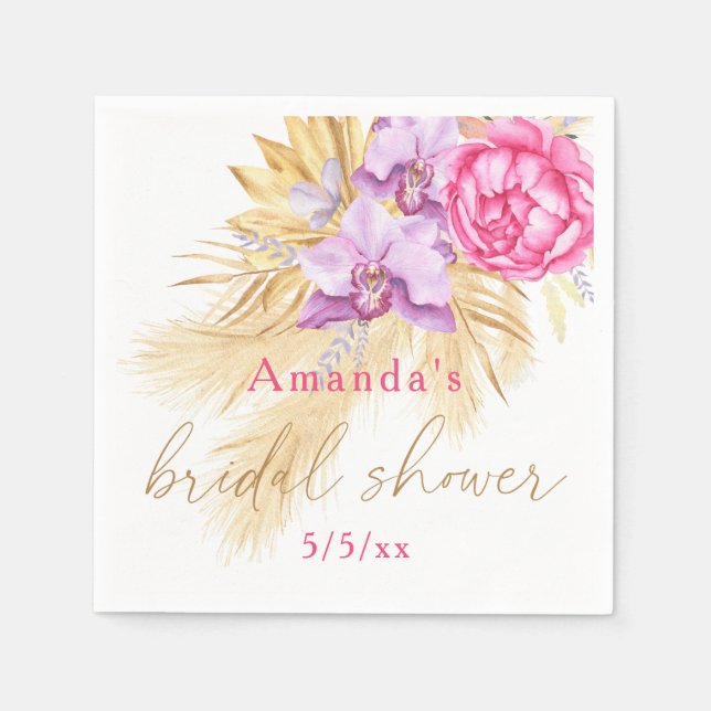 Serviette En Papier Boho pampas herbe - Douche nuptiale (Devant)
