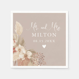 Serviette En Papier Boho Pampas Mariage Neutralité Grass