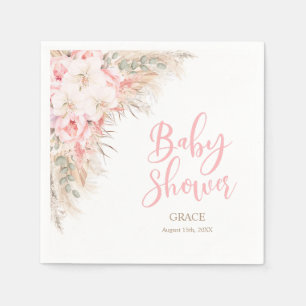 Serviette En Papier Boho Pampas Orchidées Peonies Baby shower neutre