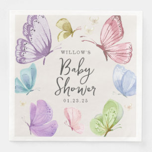 Serviette En Papier Boho Papillon Baby shower 8 pouces Papier Napkins