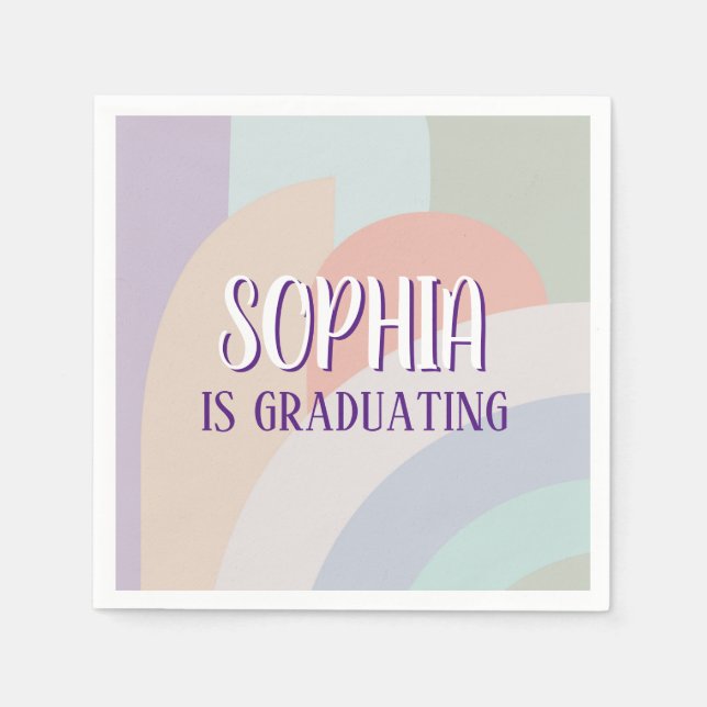 Serviette En Papier Boho Pastel Rainbow Graduation (Devant)
